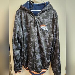 NFL Denver Broncos Black & Orange Camo Lightweight Zip Hoodie